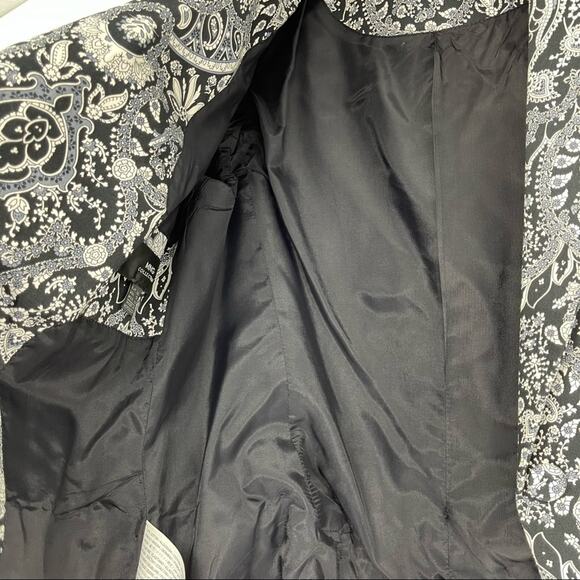 MNG Collection Paisley Navy White Print Blazer Size 10 Gardencore Fairycore - Picture 7 of 16